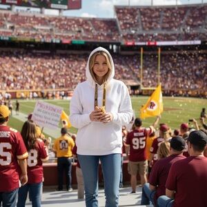 White Hoodie with Black and Yellow Drawstrings